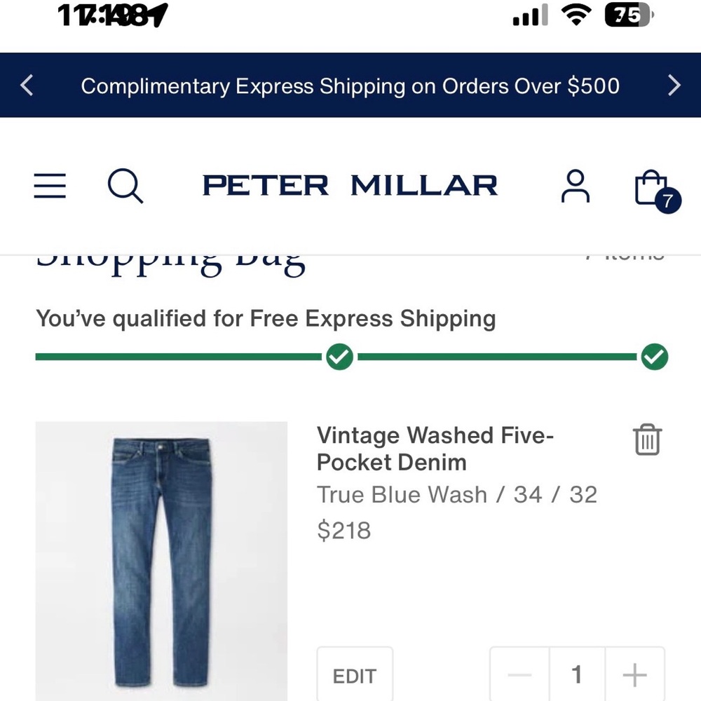 Peter Millar vintage wash five-pocket denim jeans